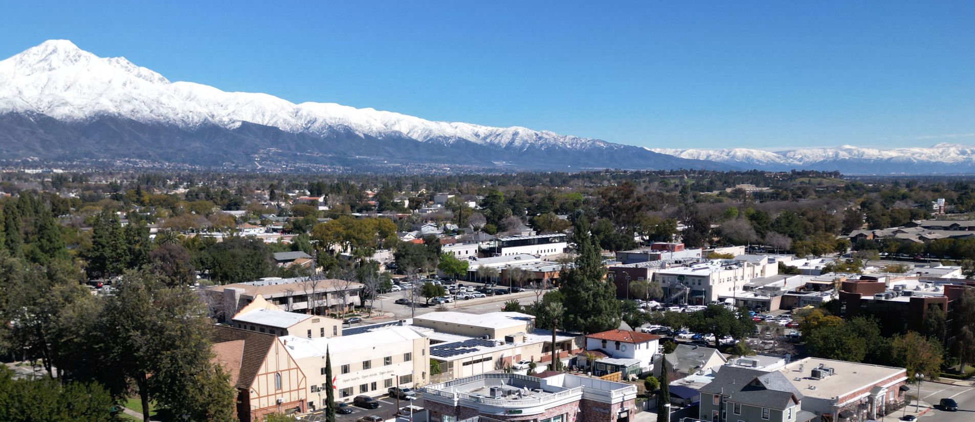 Ariel shot of downtown Upland